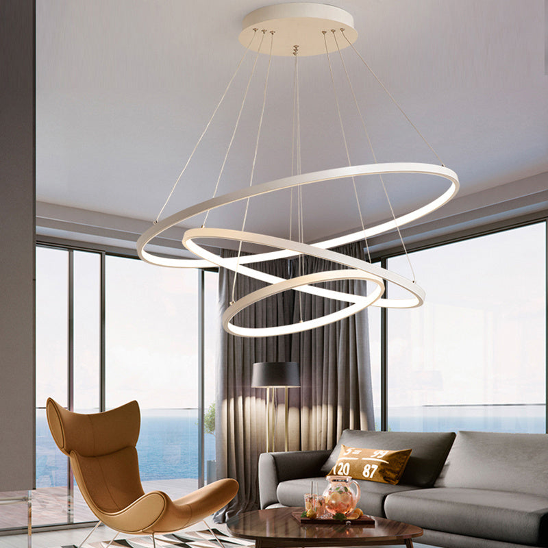 Modern 3 Circle Shape LED Chandelier Ceiling Light , 40+60+80CM Dimmable