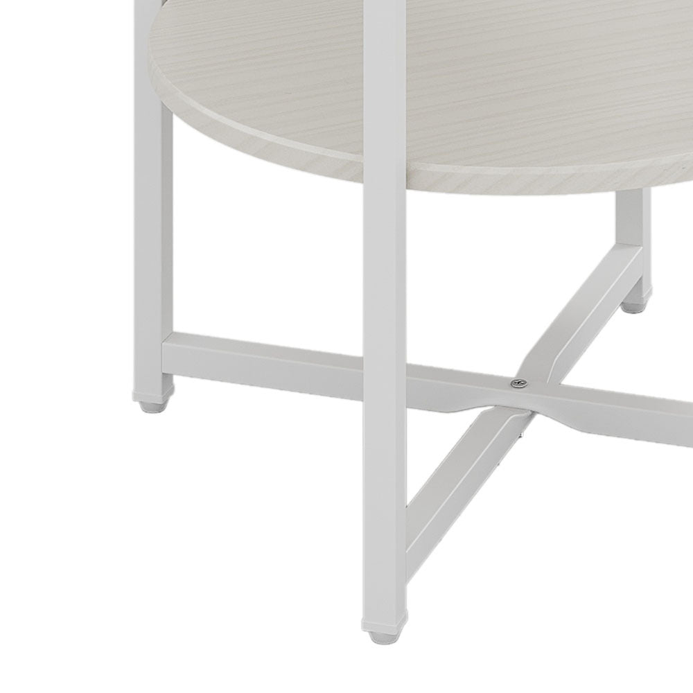 WHite Small Round Coffee Table with 2 Tier