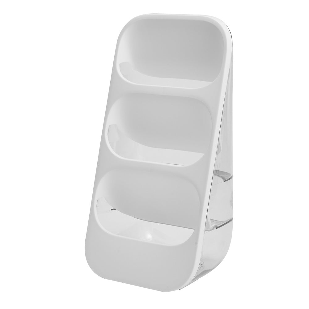White 3 Compartment Plastic Utensil Holder