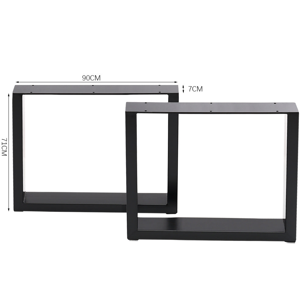 Set of 2 Metal Table or Bench Legs Frames Square Steel Base Stands, 90x71CM