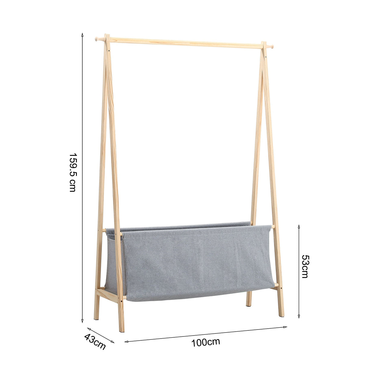 159CM Bedroom Floor Coat Rack Hanger with Storage Basket