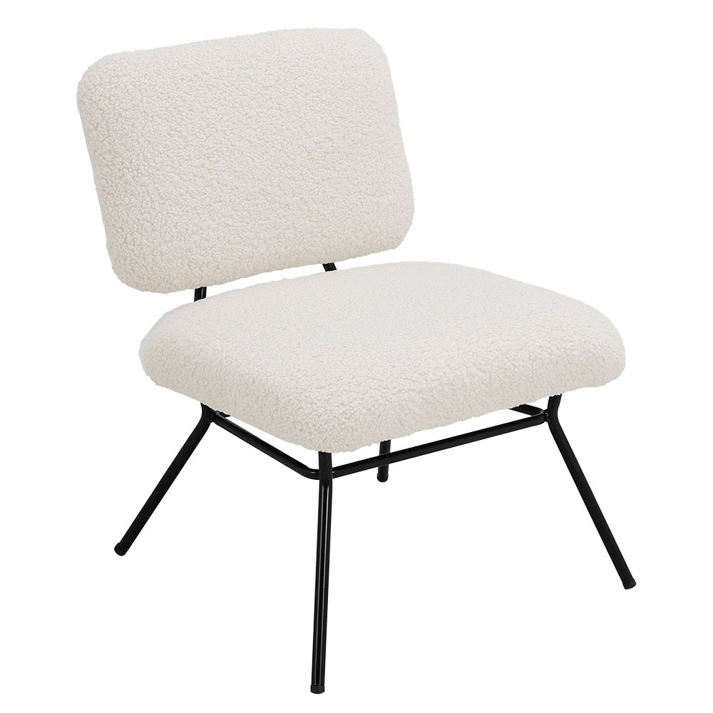 Beige Faux Wool Accent Chair Occasional Chair