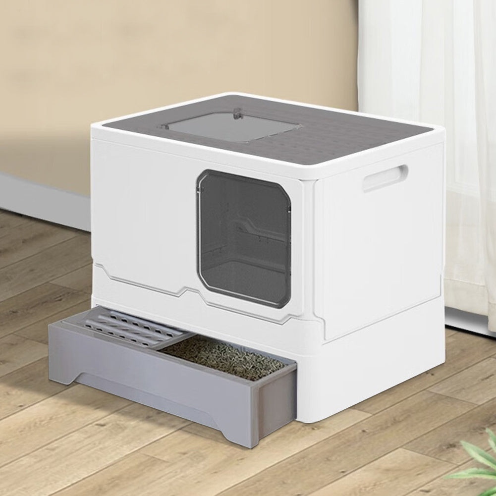 Grey Anti Splash Enclosed Cat Litter Box