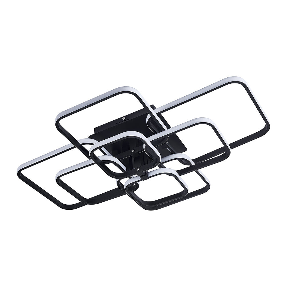 Modern Square LED Ceiling Lamp Chandelier Light, Black Frame-8 Head Cool White