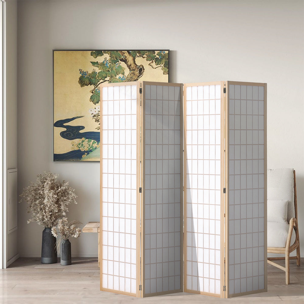 4 Panel Solid Wood Folding Room Divider Privacy Screen