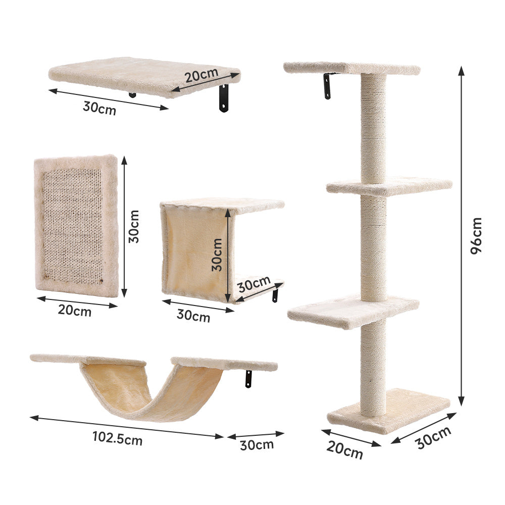 Cat Tree Set with Hammock and Jumping Platform