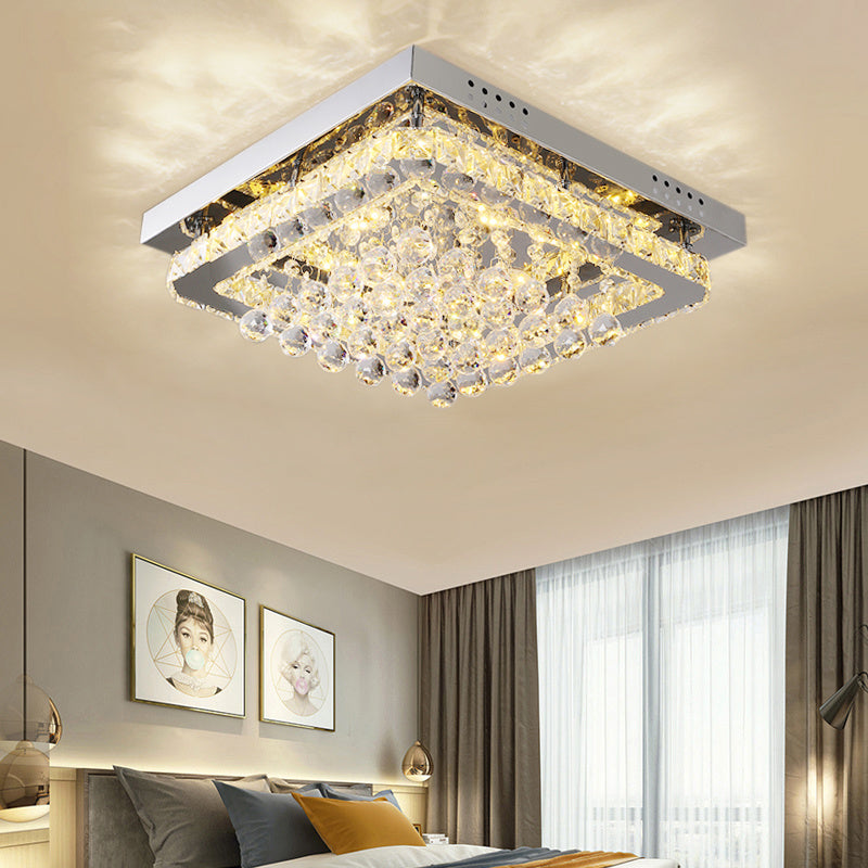 40CM Square LED Crystal Pendant Ceiling Light Dimmable