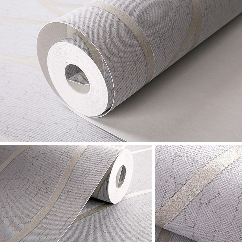 Modern 3D Wall Paper Silver Grey Striped Textured Wallpaper Background, Grey