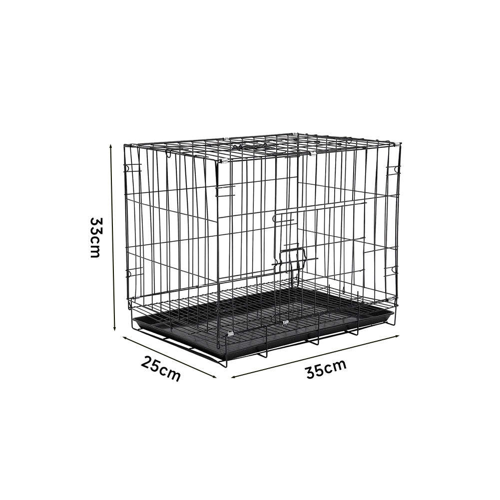 Small Wire Dog Crate with 2 Doors and Tray 35cm