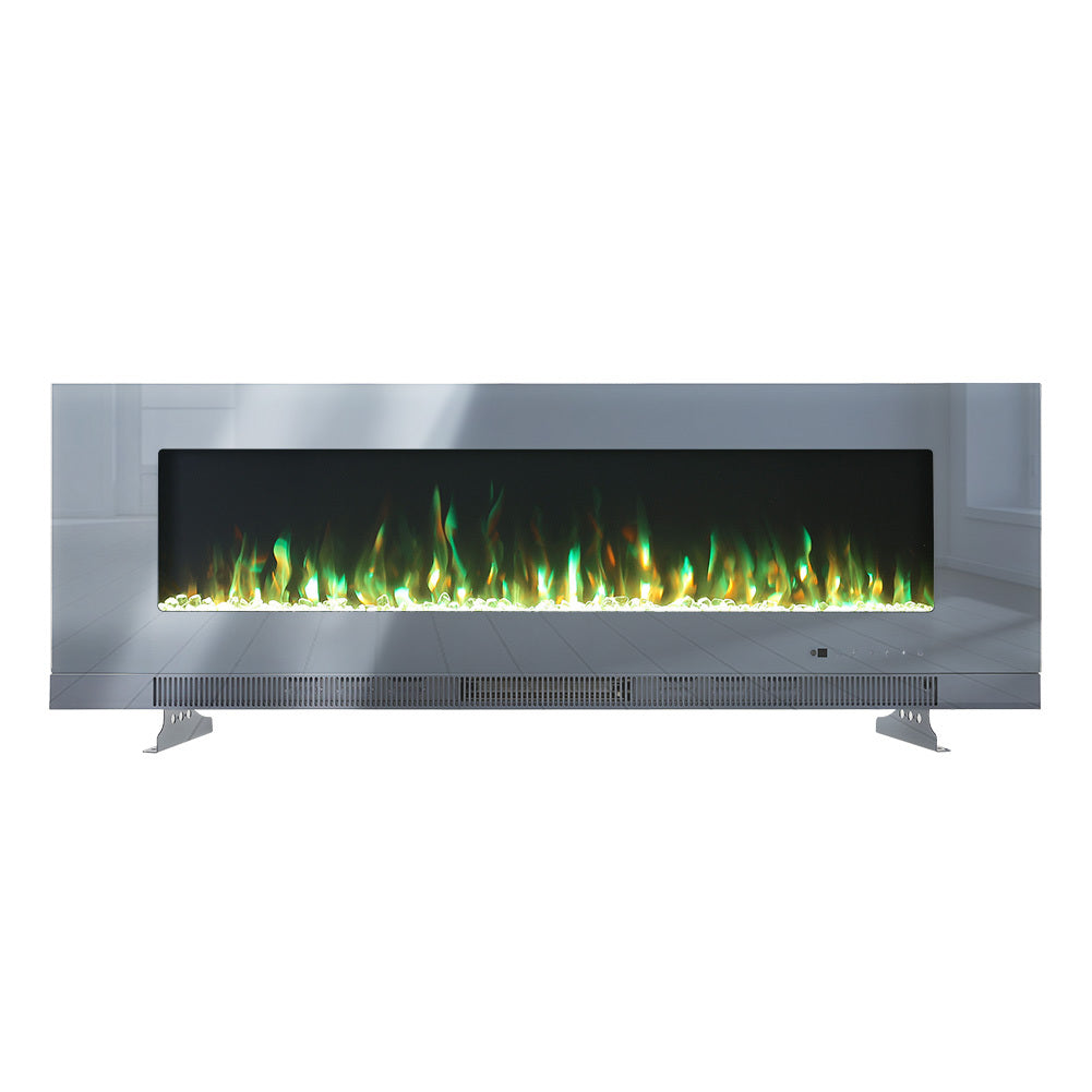 Grey 50 Inch Wall Mounted LED Electric Fireplace with 9 Flame Colours