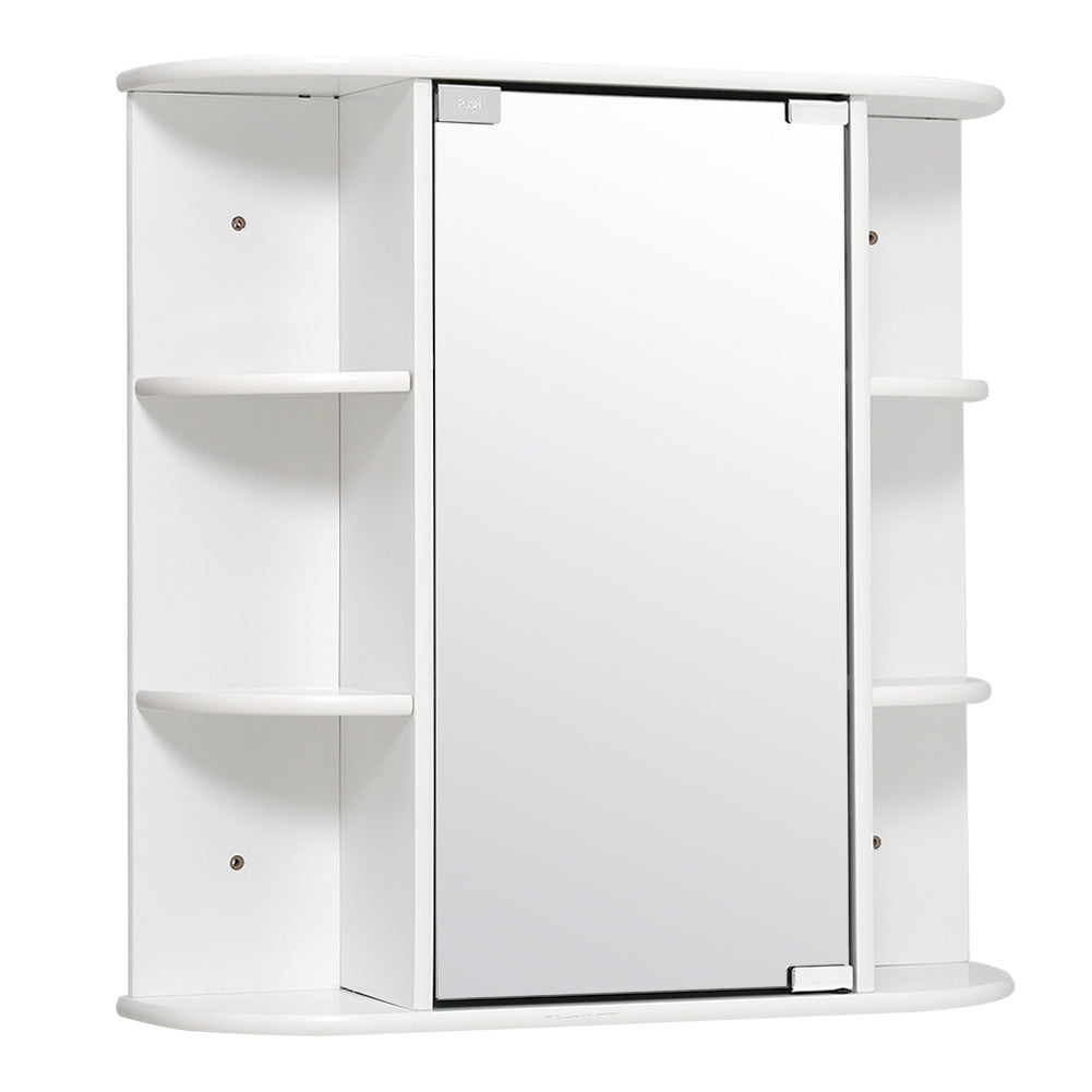 Bathroom Wall Mount Cabinet Single Door with Mirror and Shelves Organizer