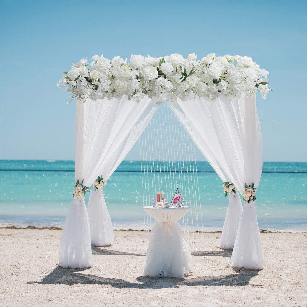 White Artificial Roses Row for Wedding Arch Table Centerpieces