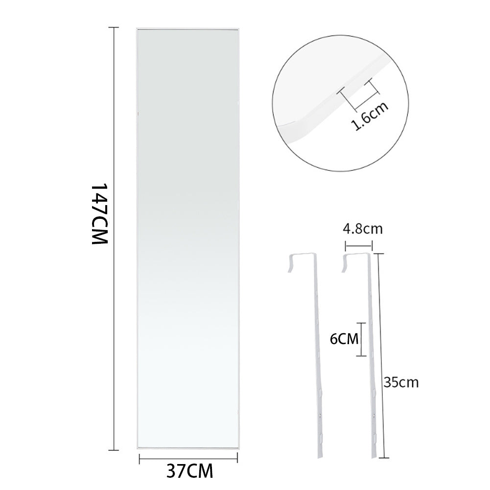 Metal Frame Over the Door Full Length Mirror White