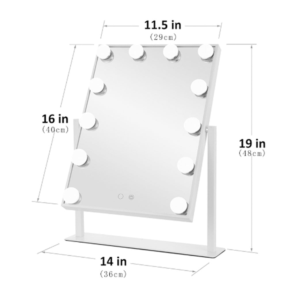Large Makeup Dressing Mirror With 12 LED Light Touch Dimmable Bulb