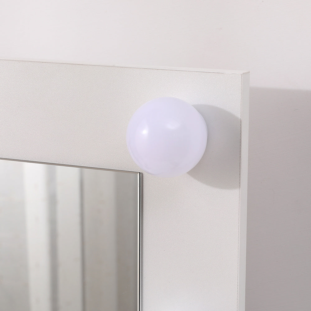 White Lighted Dressing Table with LED Mirror Drawers and Storage Compartments