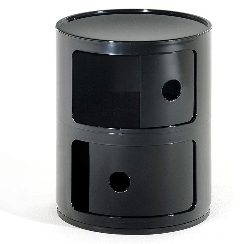 32cm Cylindrical 2 tiered Drawer Storage Drawer Unit Black