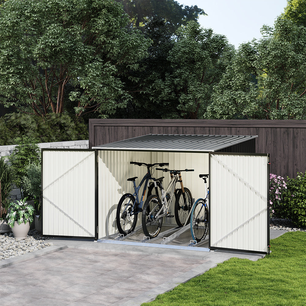 Black Galvanized Steel Bicycle Storage Shed