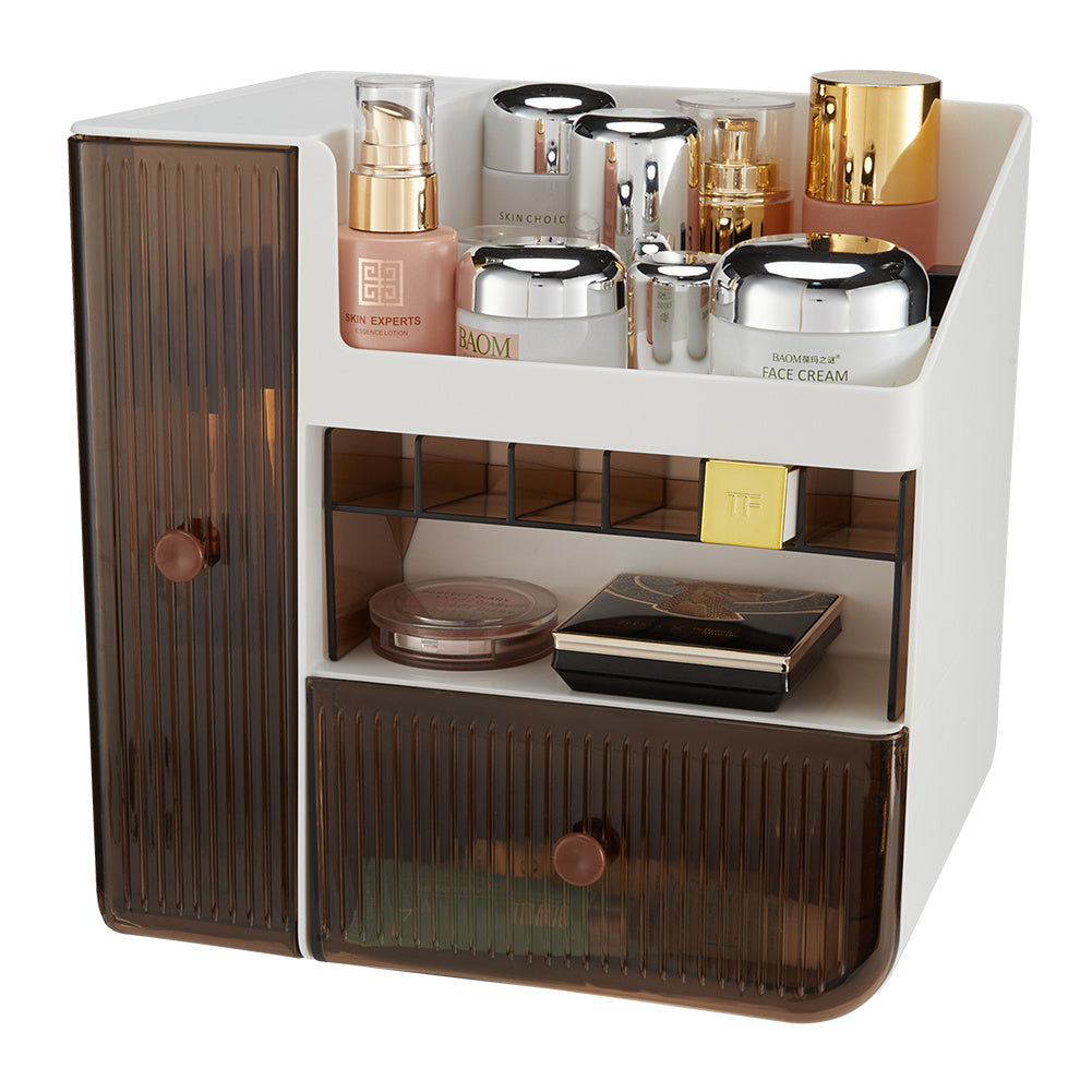 White Makeup Organizer with Semi Transparent Drawers