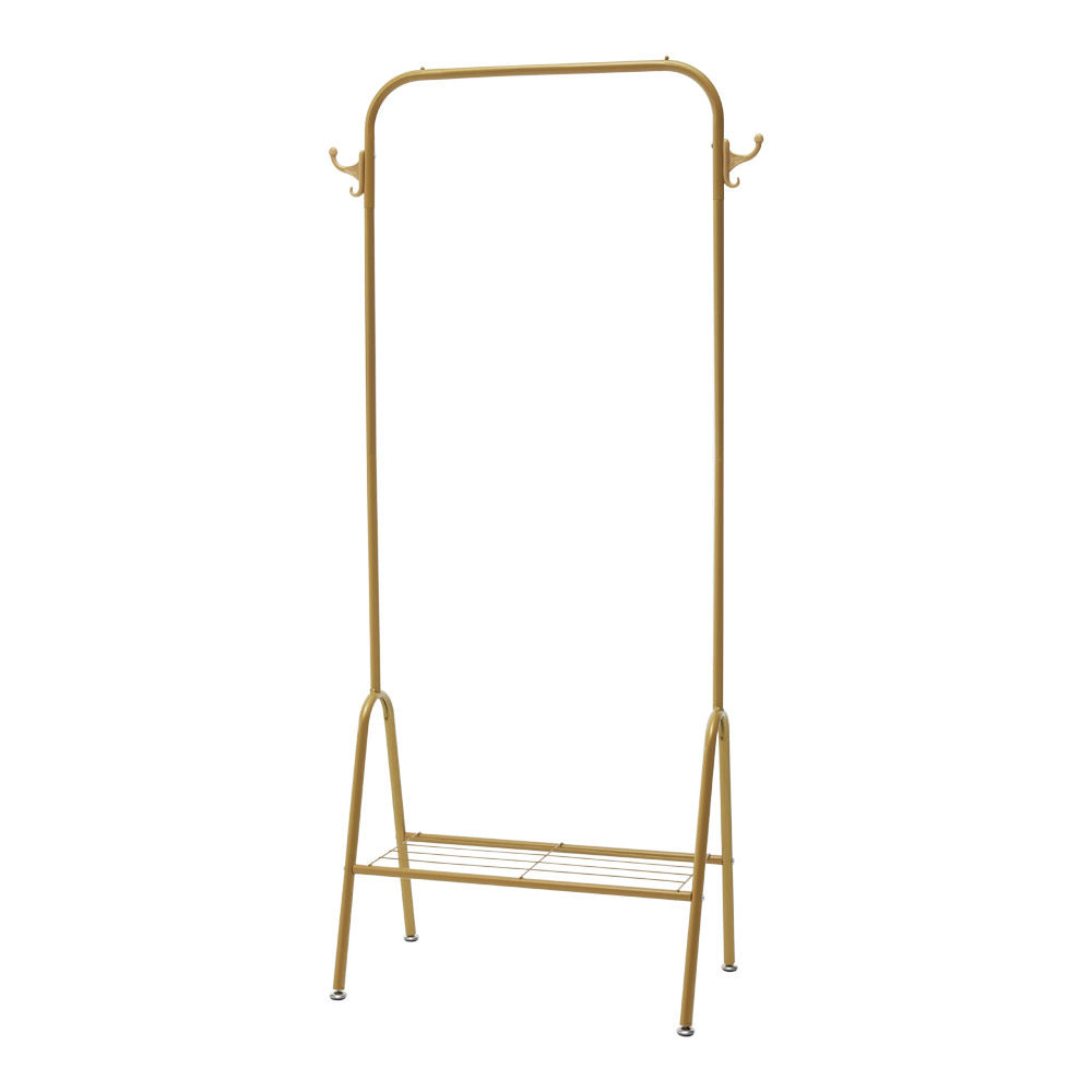 Gold Freestanding Clothes Rack with Bottom Shelf
