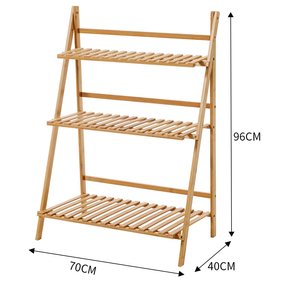 3 Tier Ladder Foldable Plant Pot Stand, Wood