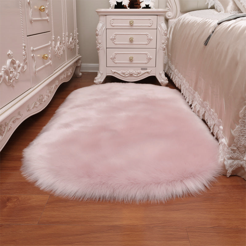 Pink Oval Soft Shaggy Carpet Faux Fluffy Rugs Fur Mat 120 cm x 60 cm