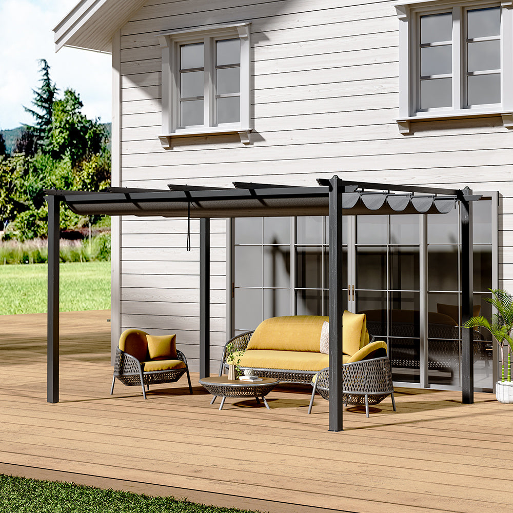 4x3M Black Outdoor Aluminum Patio Pergola with Charcoal Grey Canopy