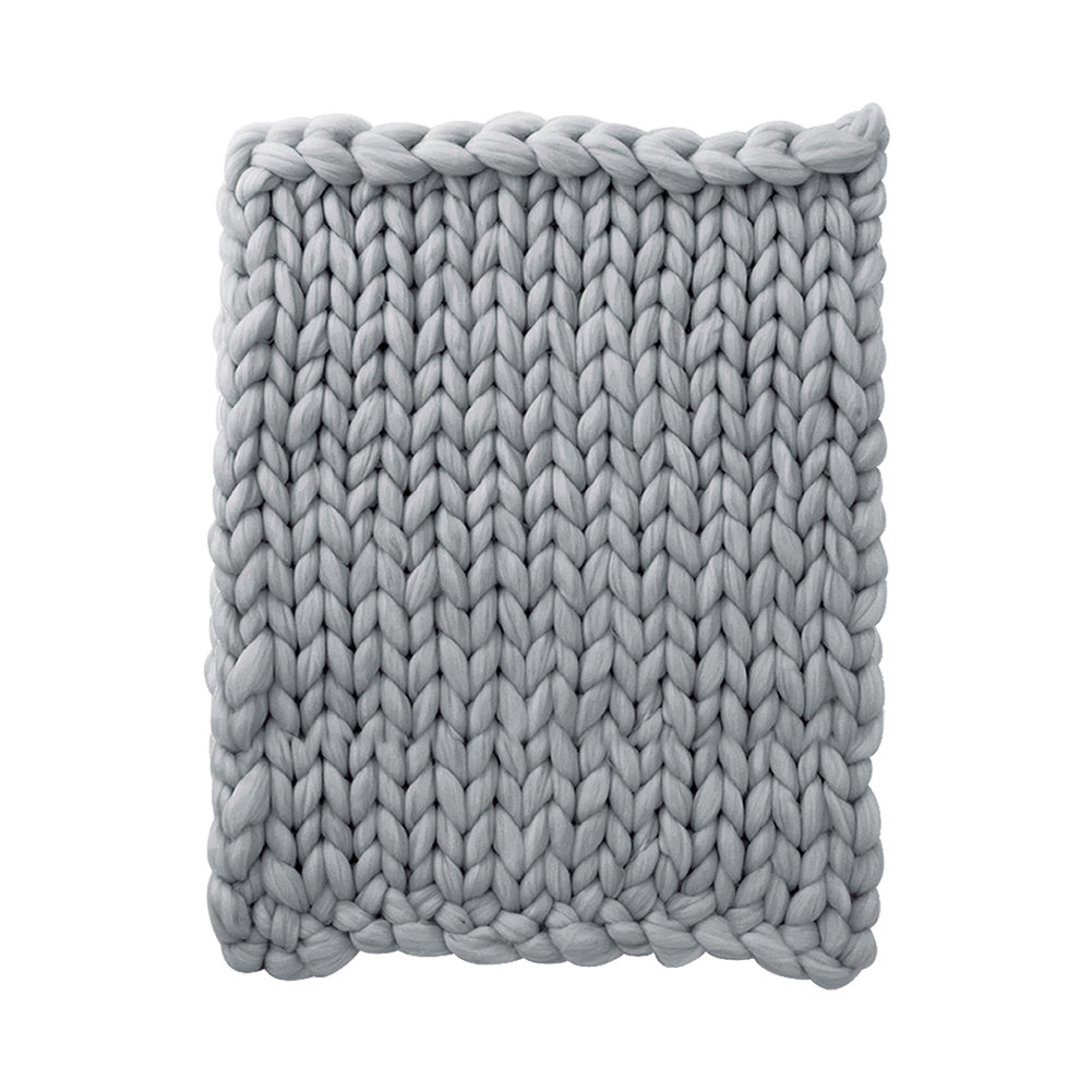 Warm Chunky Wool Yarn Knitted Thick Blanket, Grey 100x120CM