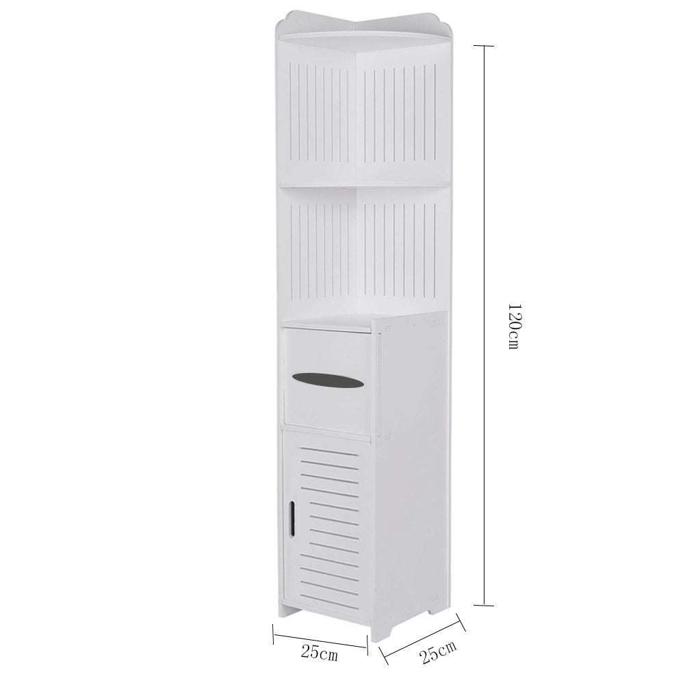 4 Tier White Corner Cupboard Storage Shelf for Bathroom