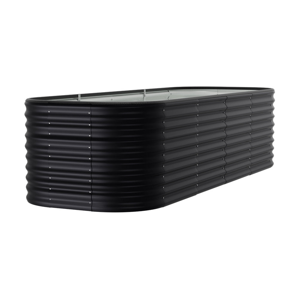 240cm Anthracite Oval Shaped Galvanized Steel Raised Garden Bed