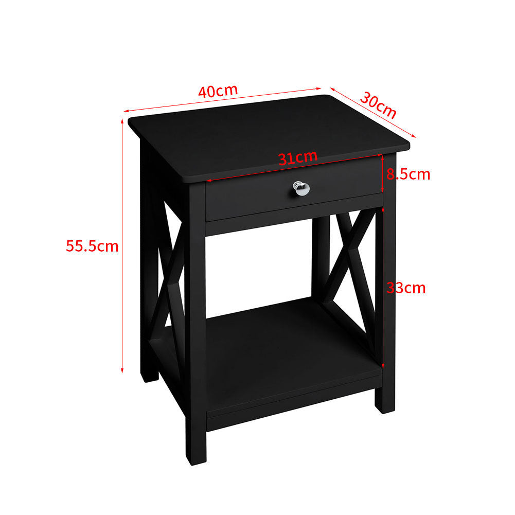 Modern Side Table Nightstand with Drawer Black
