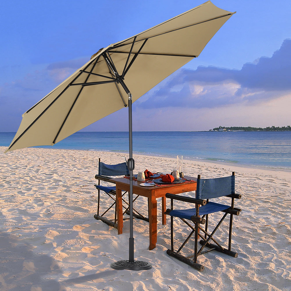 240 cm H 3M Patio Umbrella Large Traditional Parasol, with Round Base