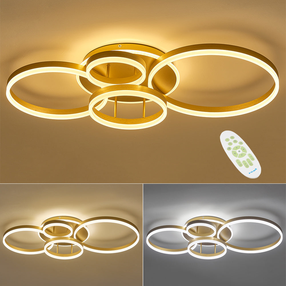 Modern Round LED Ceiling Light 5 Circle Dimmable