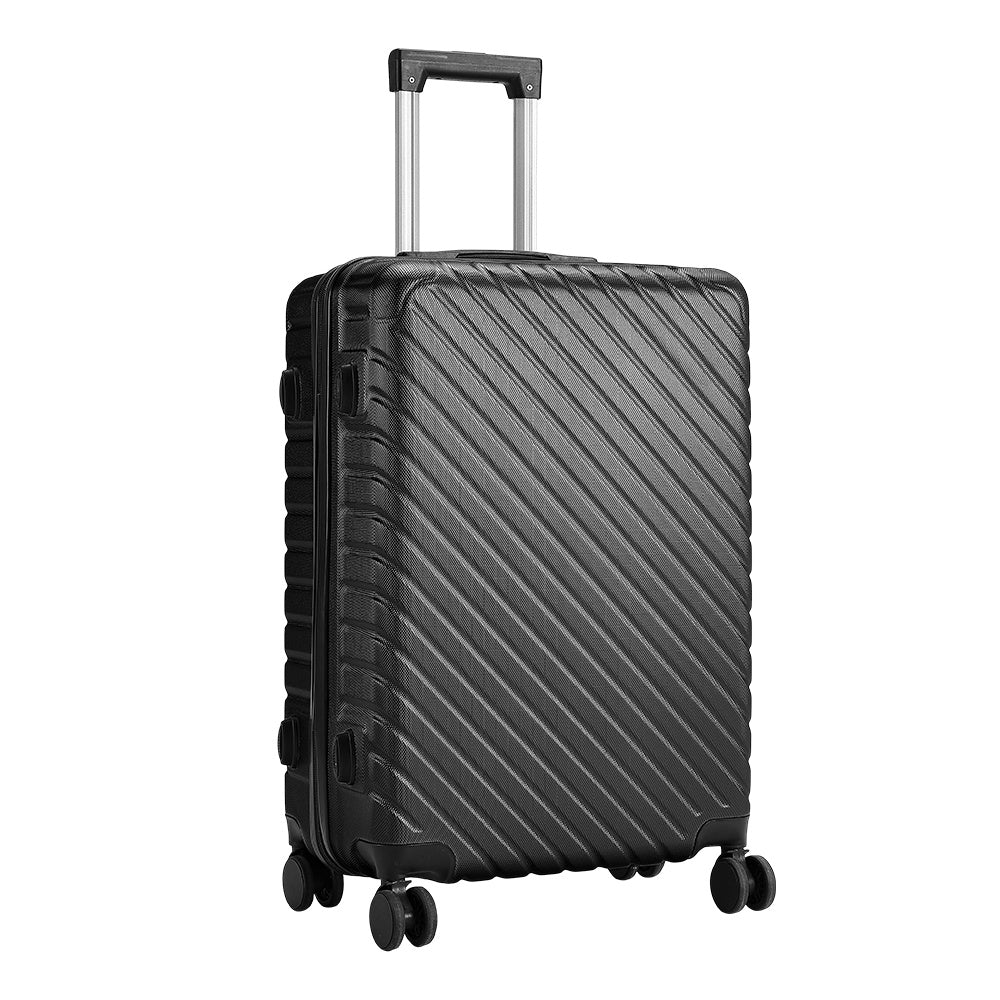 Black 28 inch Lightweight Hardside Travel Suitcase with Wheels