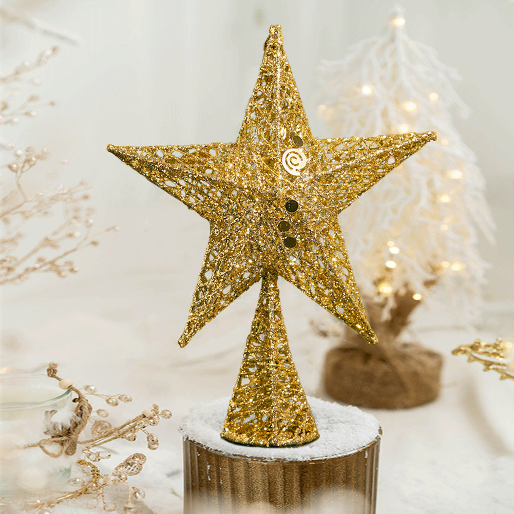 Iron Christmas Tree Topper Star Ornament Home Decor, Gold 20x30CM
