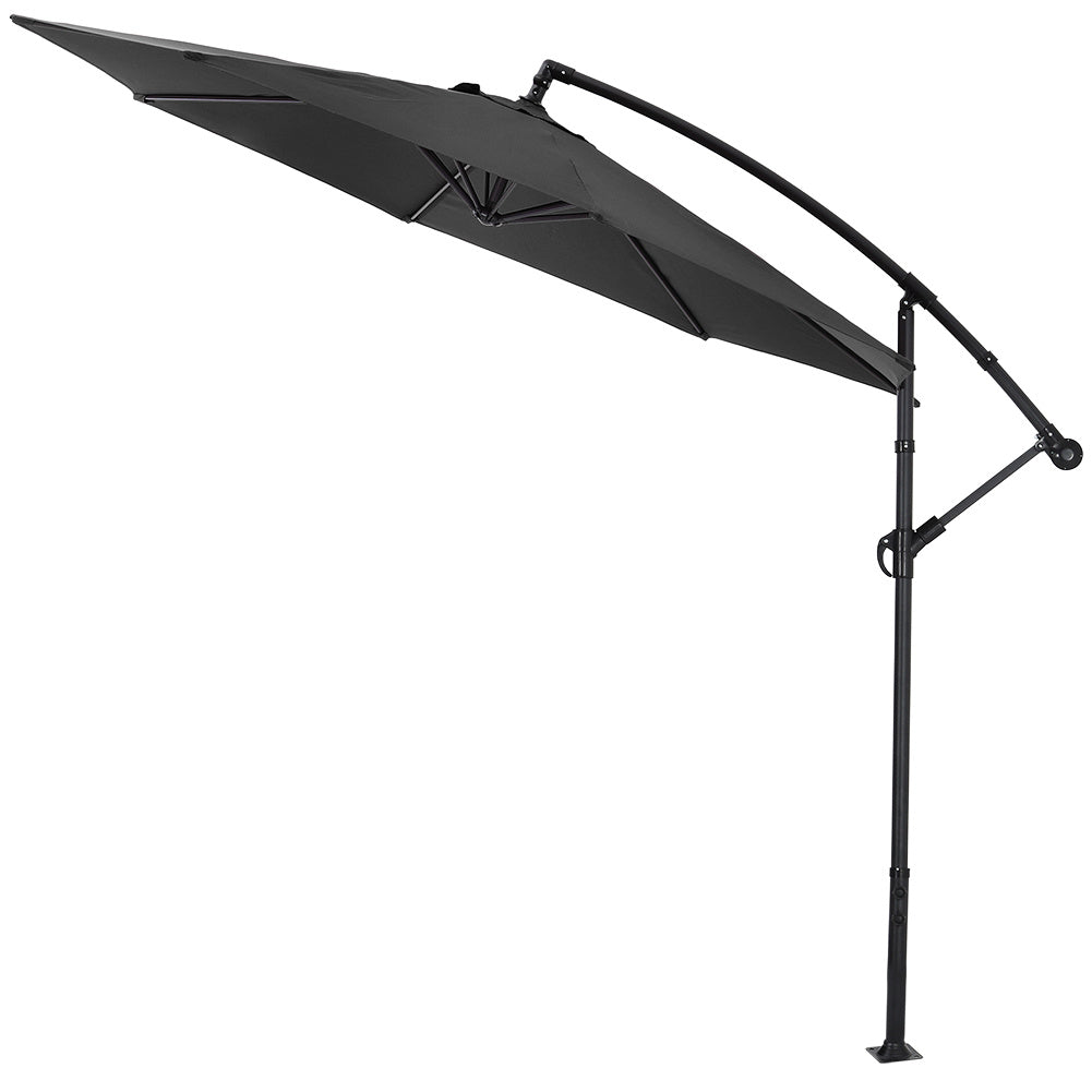 3M Large Garden Hanging Parasol Cantilever Sun Shade Patio Banana Umbrella No Base Black