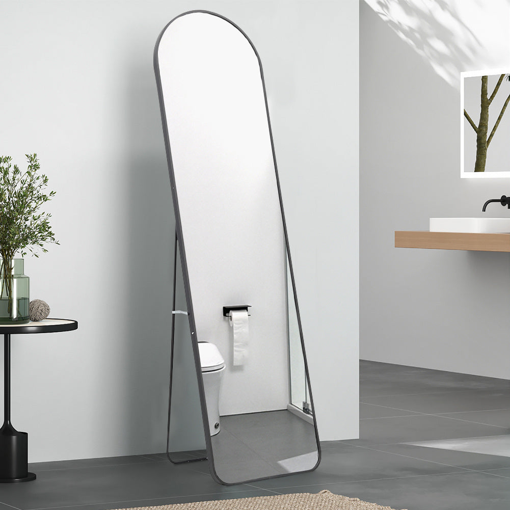 Black 150cm Modern Arched Wall Freestanding Floor Mirror