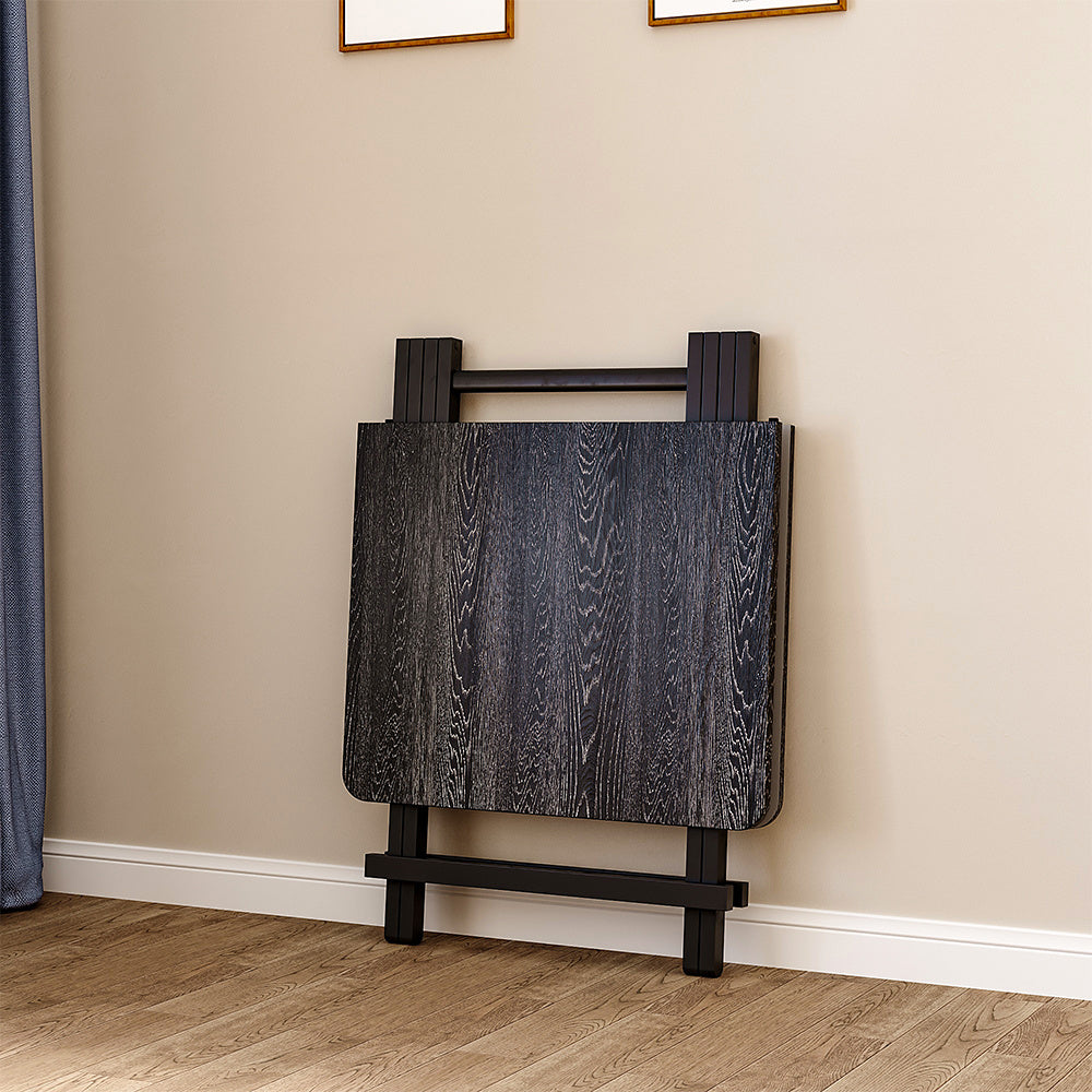 Black 100x60cm Folding Wooden Dining Table