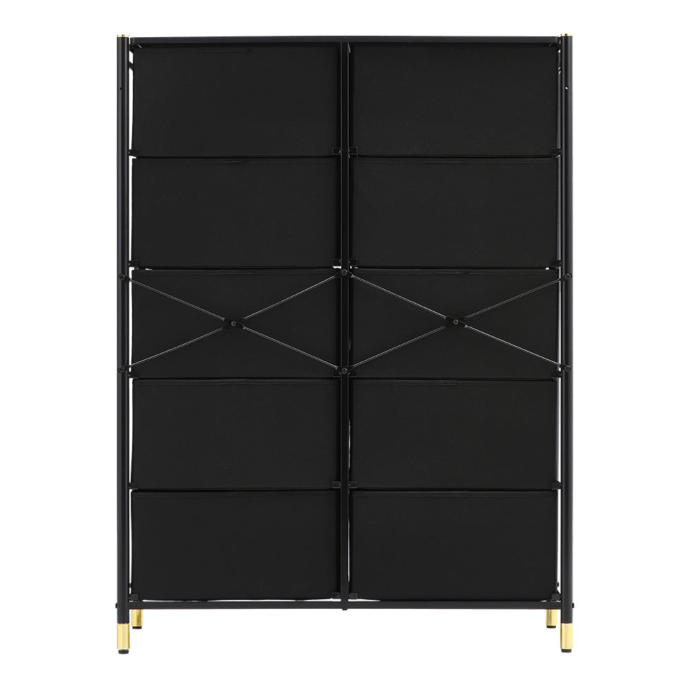 Black 10 Drawer Plastic Storage Cabinet
