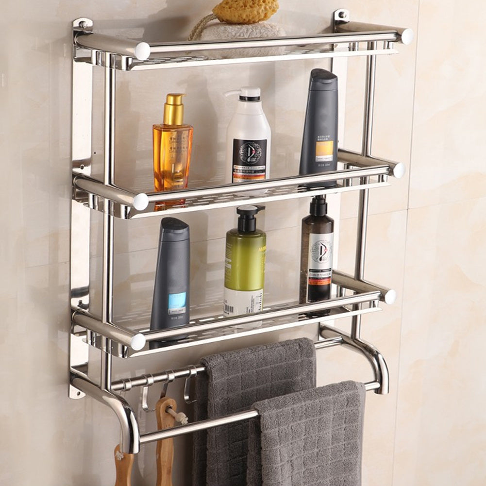 3 Tier Wall Storage Rack with Hook for Bathroom