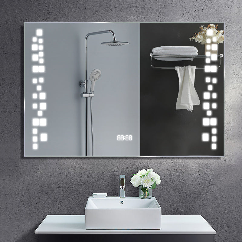 LED Illuminated Anti-fog Wall Mounted Mirror Touch Control Switch with Shaver Socket