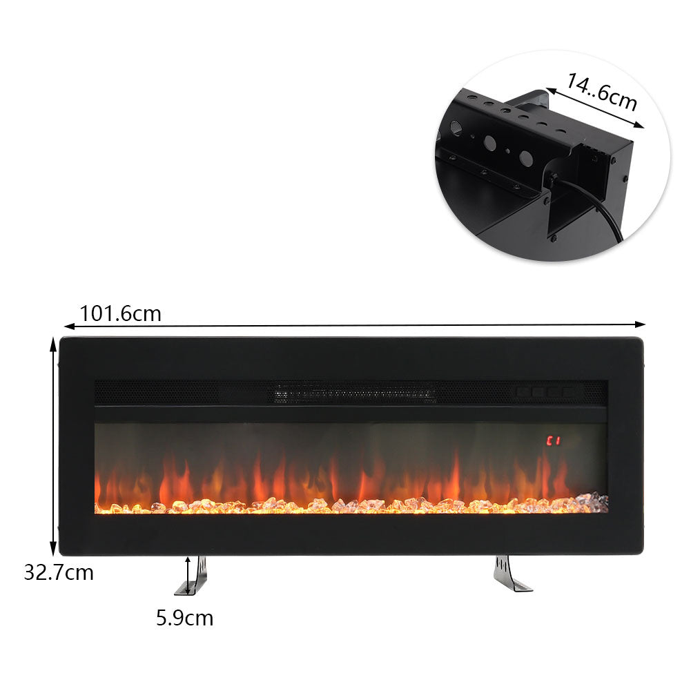 LED Electric Wall Fireplace 9 Flame Colours with Freestanding Leg, Black 40inch