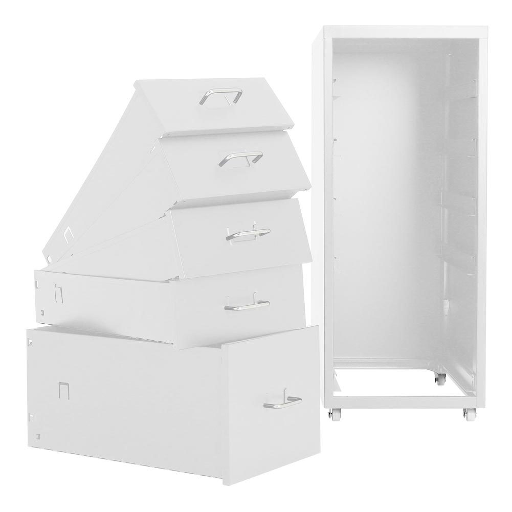 Office Rolling File Cabinet with 5 Drawers Shelf and Wheels White
