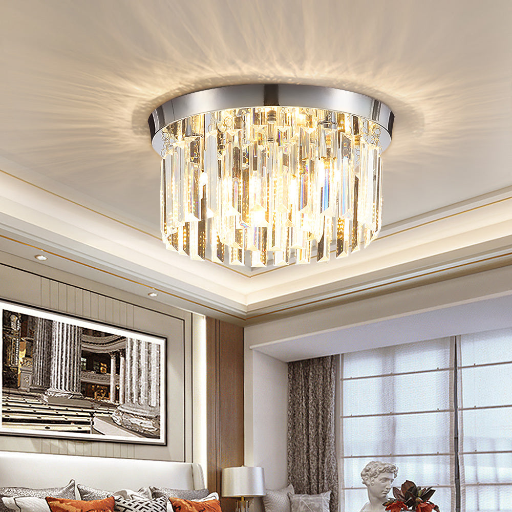 Round 40x15cm Chrome Modern Crystal LED Ceiling Light