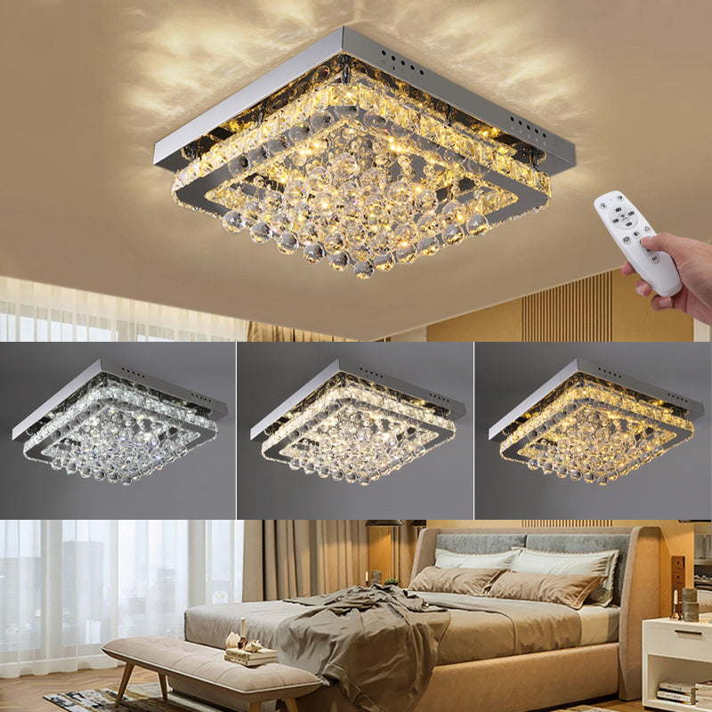 40CM Square LED Crystal Pendant Ceiling Light Dimmable