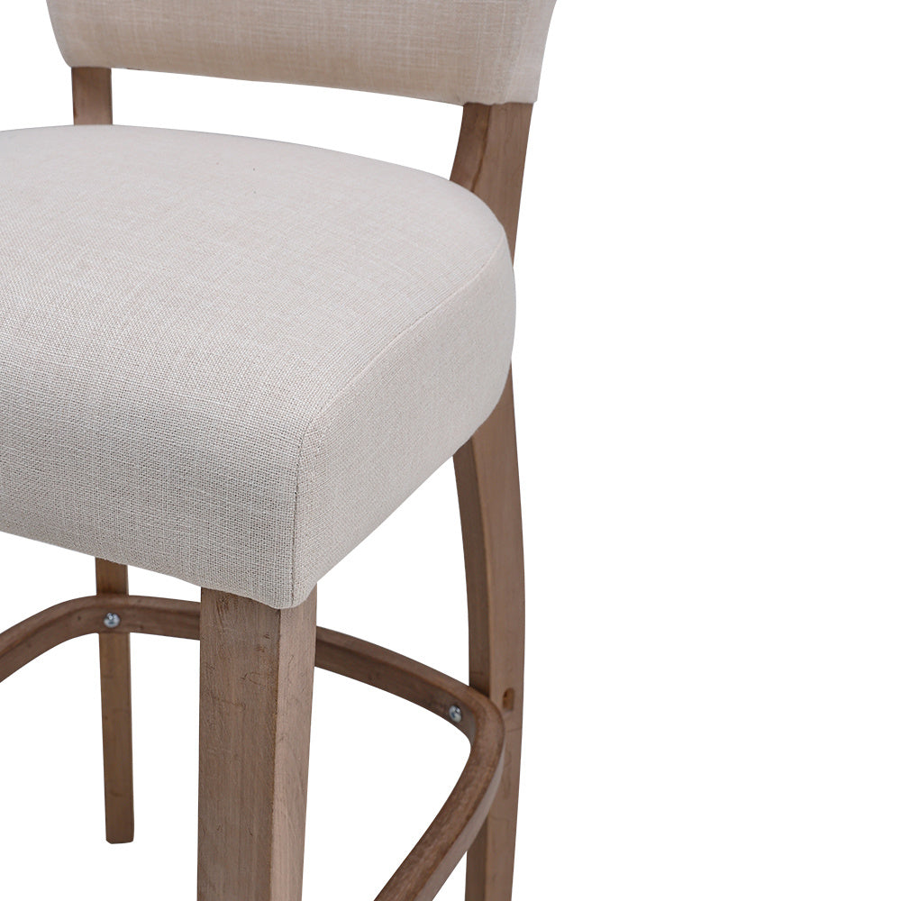 Set of 2 Height Linen Bar Stool for Kitchen, Beige