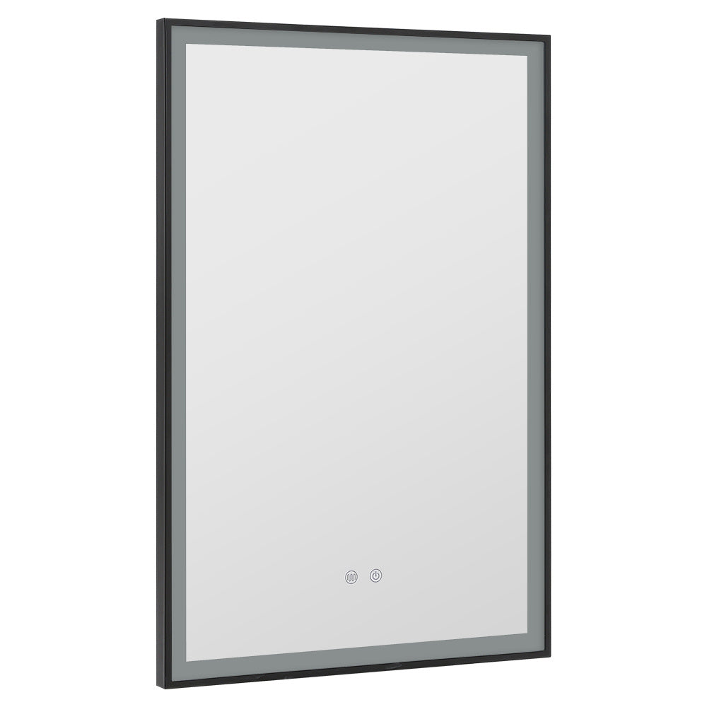 Black 50cm Rectangular Anti Fog Bathroom Vanity Mirror Touch Sensor