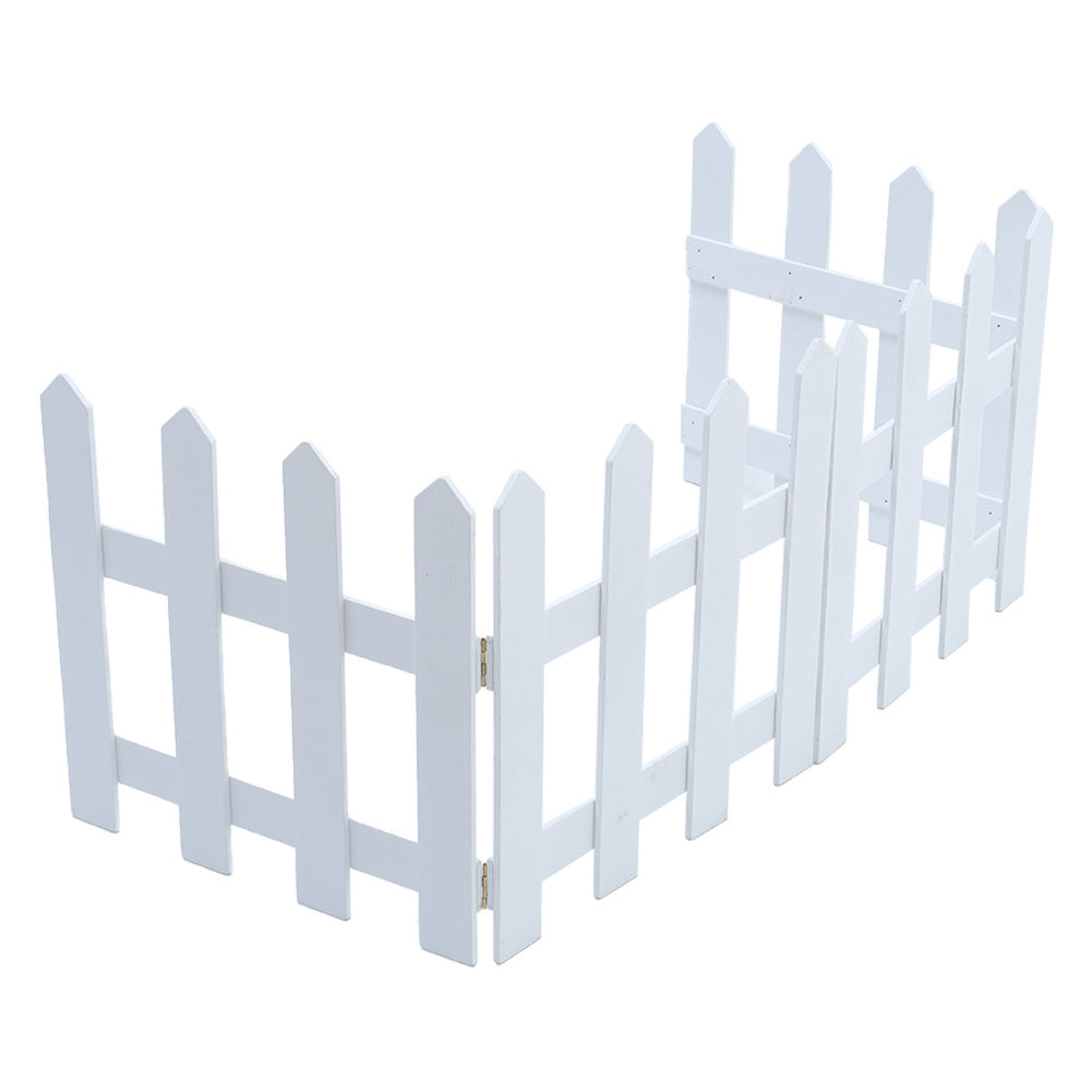 Wood Christmas Tree Picket Fence for Family Holiday Decoration, White