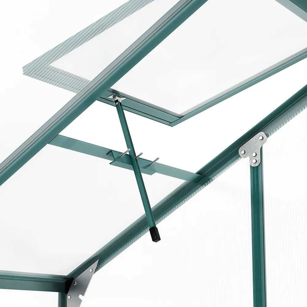 4ft x 6ft Garden Greenhouse Aluminium Polycarbonate Green Plant Housing With Base