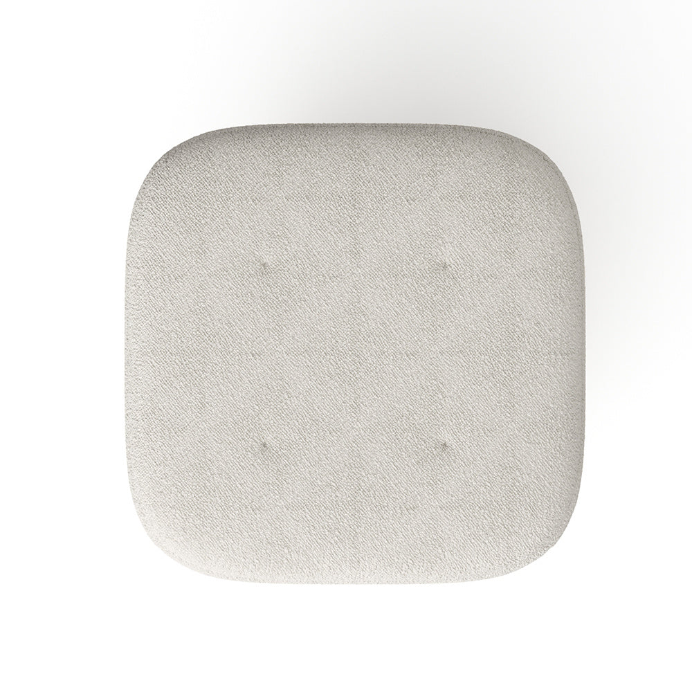 Beige Footstool Pouffe Stool with Wooden Legs