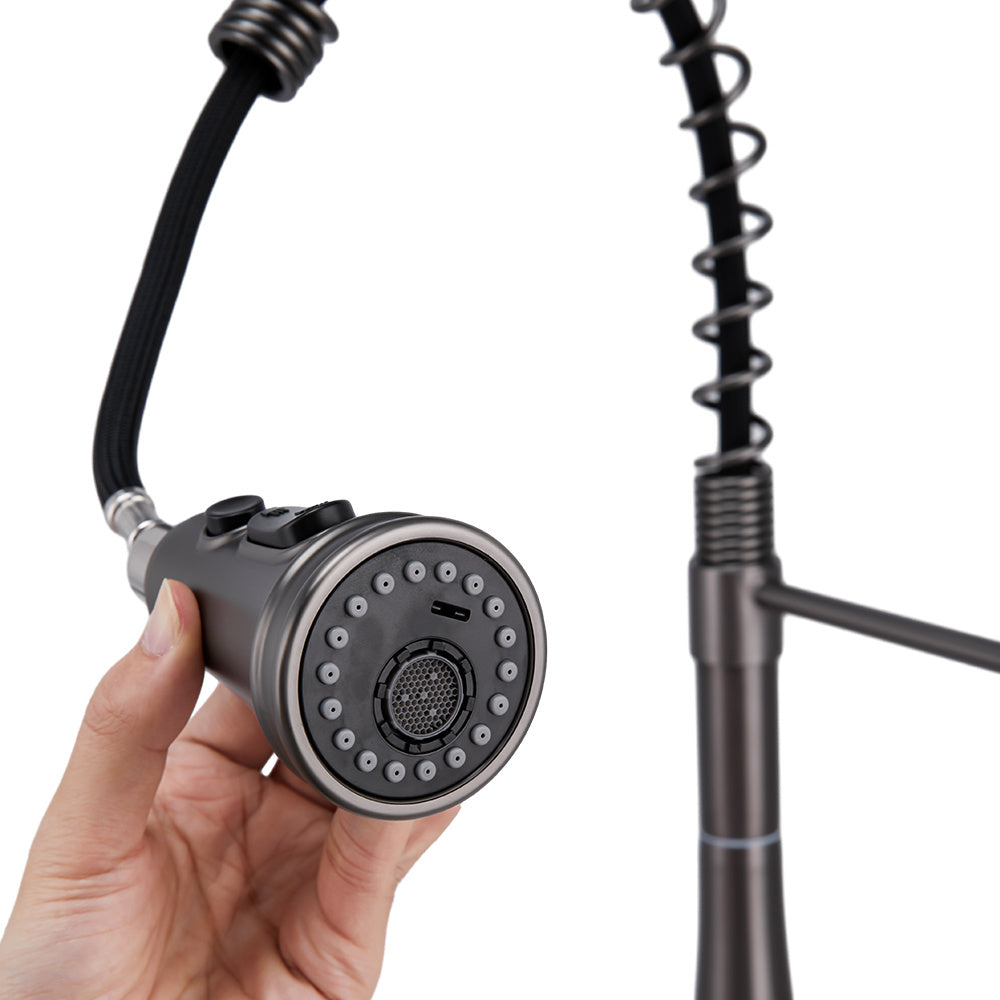 Prerinse Pull Down Swivel Kitchen Faucet,Grey